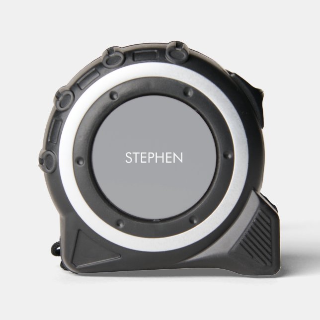 Gray minimalist custom name  tape measure (Front)