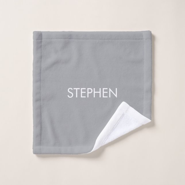 Gray minimalist custom name  wash cloth (Wash Cloth)