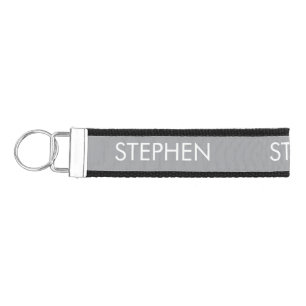 Gray minimalist custom name wrist keychain