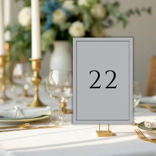 Gray Minimalist Elegant Wedding Table Number