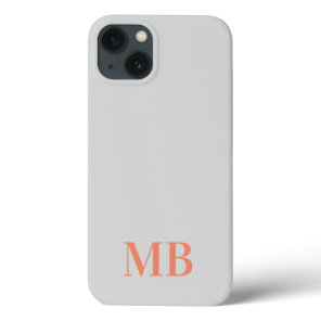 Gray Minimalist Modern Initial Monogram iPhone 13 Case