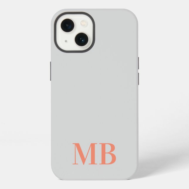 Gray Minimalist Modern Initial Monogram Iphone Case (Back)