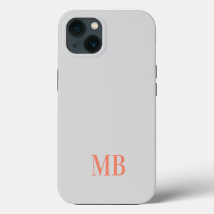 Gray Minimalist Modern Initial Monogram iPhone 13 Case
