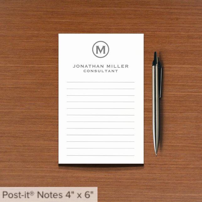 Gray Minimalist Monogram Lined Notes (Creator Uploaded)