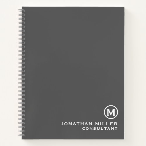 Gray Minimalist Monogram Notebook