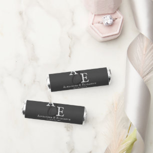 Gray Minimalist Monogram Wedding Breath Savers® Mints