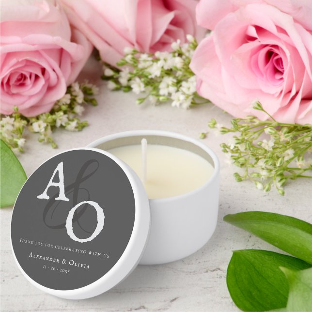 Gray Minimalist Monogram Wedding Mini Candle Favors (Insitu (Wedding))
