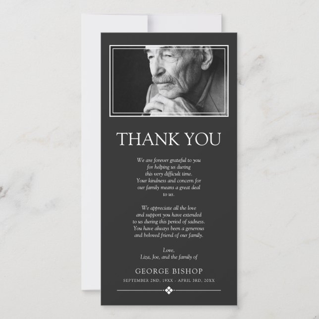 Gray Minimalist Photo | Sympathy Thank You (Front)