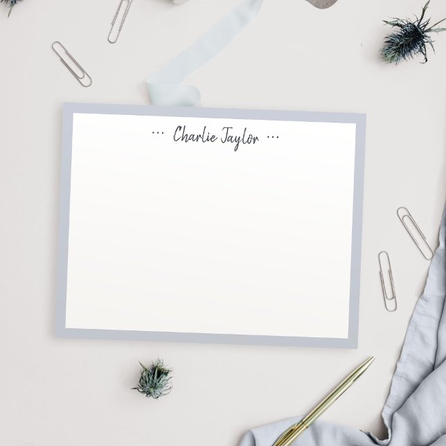 Gray Minimalist script mens personalized Note Card (Gray Minimalist script mens personalized Note Card)