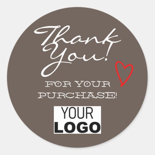 Gray Minimalist Thank You Labels Red Heart Logo 