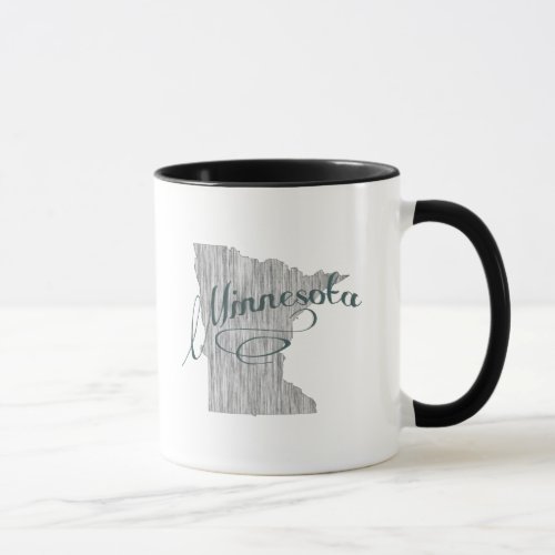 Gray Minnesota Shaped Antique Grey Typography Mug