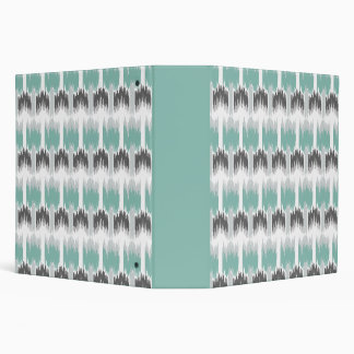 Gray Mint Aqua Modern Abstract Floral Ikat Pattern Binder