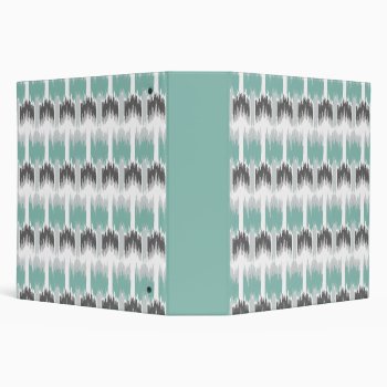Gray Mint Aqua Modern Abstract Floral Ikat Pattern Binder by SharonaCreations at Zazzle
