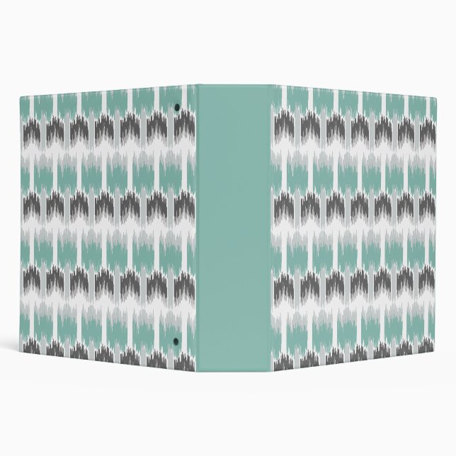 Gray Mint Aqua Modern Abstract Floral Ikat Pattern Binder (Background)