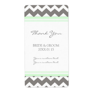 Gray Mint Chevron Wedding Labels