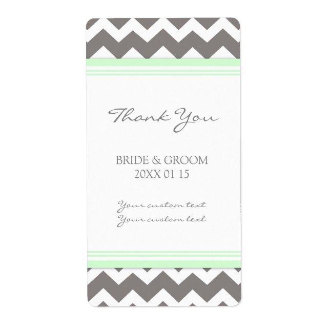Gray Mint Chevron Wedding Labels (Front)