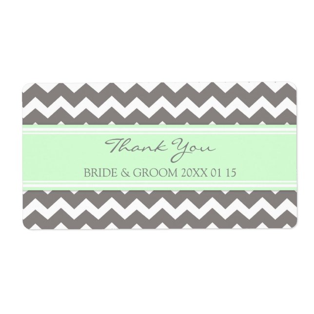 Gray Mint Chevron Wedding Labels (Front)
