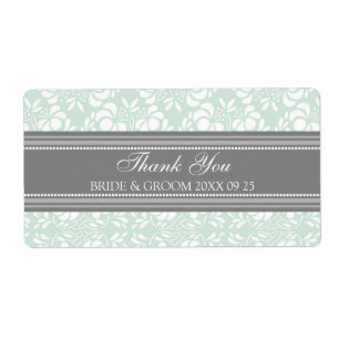 Gray Mint Damask Wedding Labels