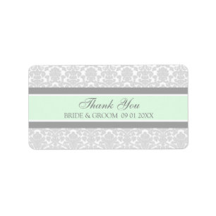 Gray Mint Damask Wedding Labels