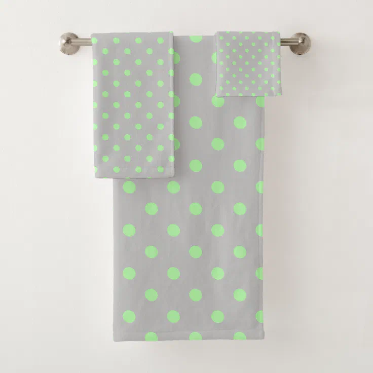 Gray Mint Green Polka Dot Bath Towel Set Zazzle