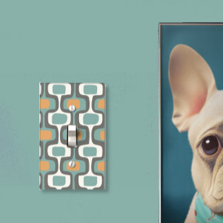 Gray Mint Peach Mid-Century Modern Pattern Light Switch Cover