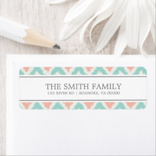 Gray Mint Peach Zigzag Tribal Pattern Label