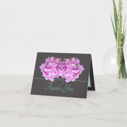 Gray Mint Pink Hydrangea Chic Bouquet Thank You Card