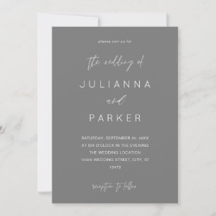 Gray MOD Calligraphy Wedding Invitation