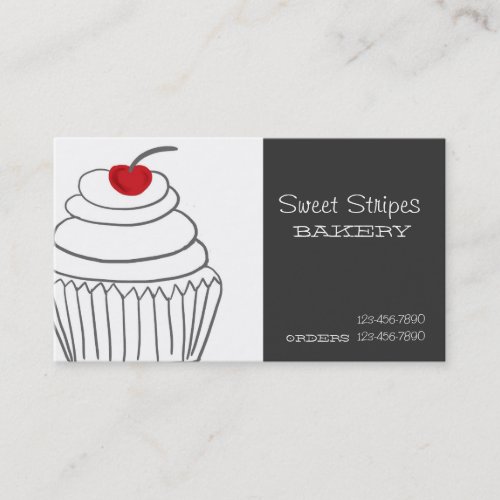 Gray mod custom cupcake business cards