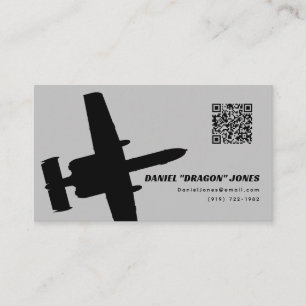 Gray Modern A-10 Silhouette Business Card
