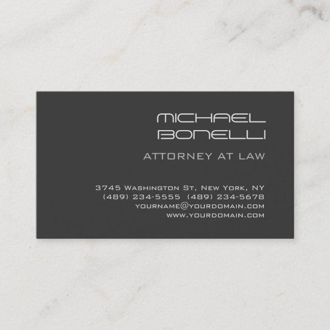 Gray Modern Attorney at Law Business Card (Front)