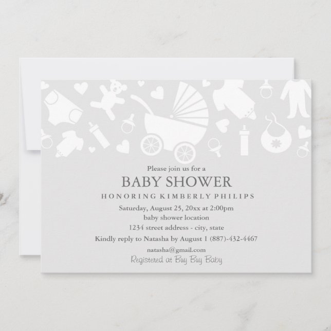 Gray Modern Baby Shower Invitation (Front)