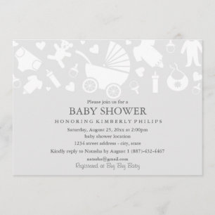 Gray Modern Baby Shower Invitation