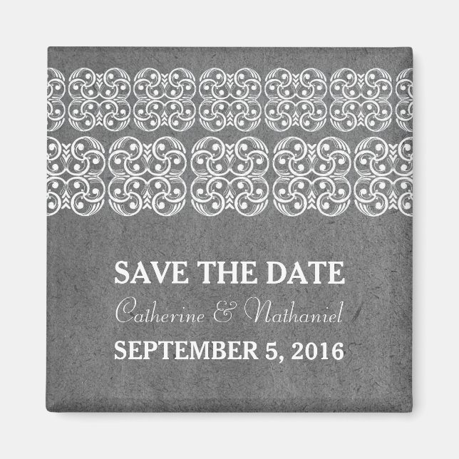Gray Modern Bohemian Save the Date Magnet (Front)