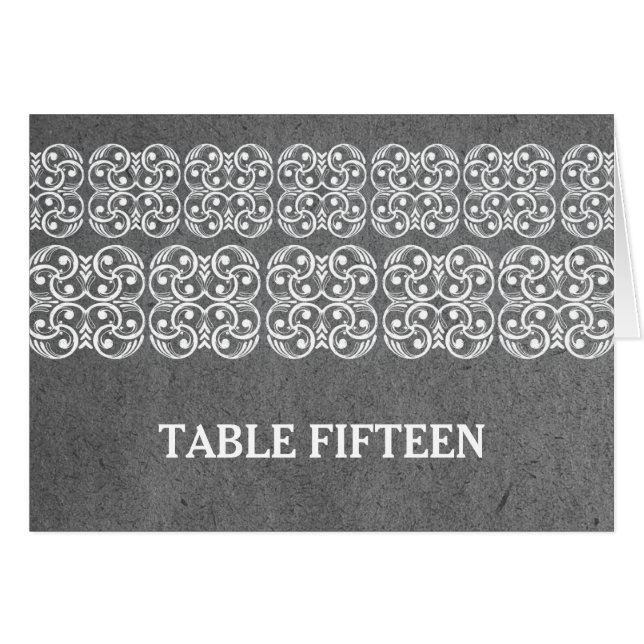 Gray Modern Bohemian Table Number Card (Front Horizontal)