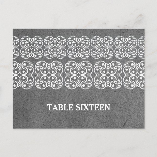 Gray Modern Bohemian Table Number Postcard (Front)