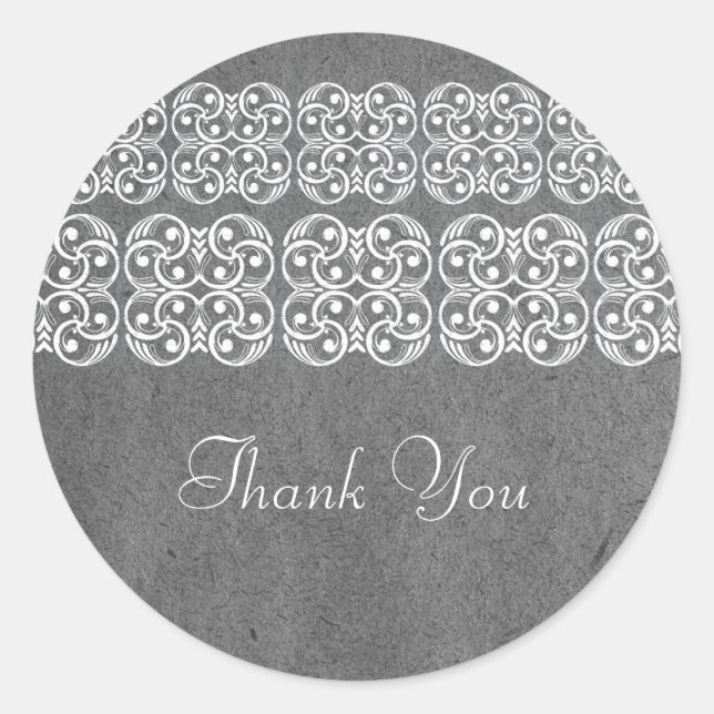 Gray Modern Bohemian Thank You Stickers (Front)