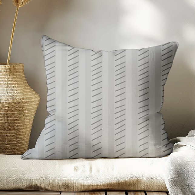 Gray Modern Boho Stripes  Throw Pillow (Creator Uploaded)