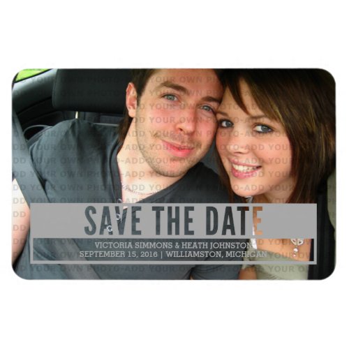 Gray Modern Cut Out Save the Date Magnet