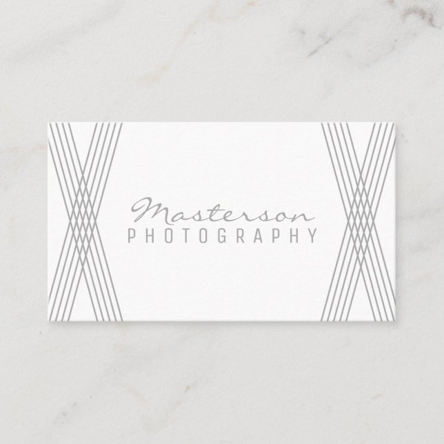 Gray Modern Deco Business Card (Front)