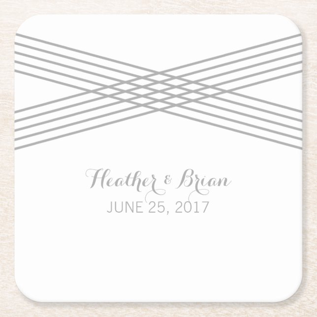 Gray Modern Deco Paper Coasters (Front)