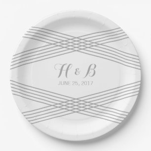 Gray Modern Deco Paper Plates
