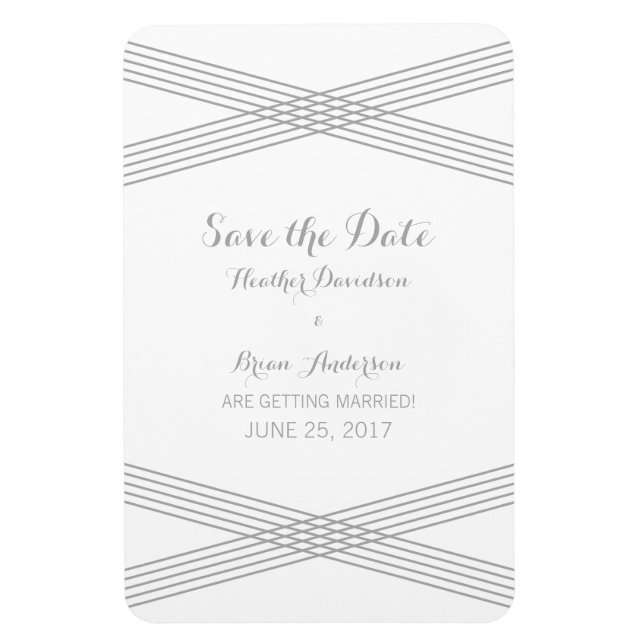 Gray Modern Deco Save the Date Magnet (Vertical)