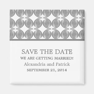Gray Modern Deco Save the Date Magnet