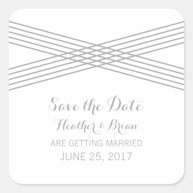 Gray Modern Deco Save the Date Stickers (Front)