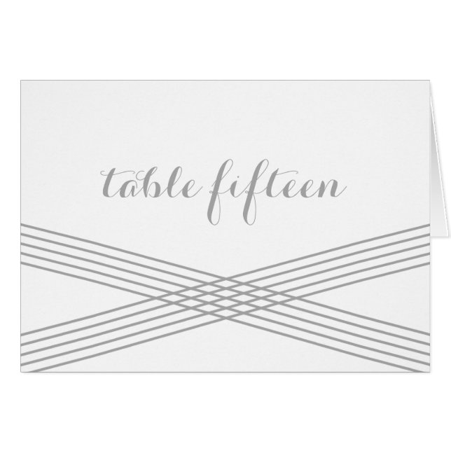 Gray Modern Deco Table Number Card (Front Horizontal)