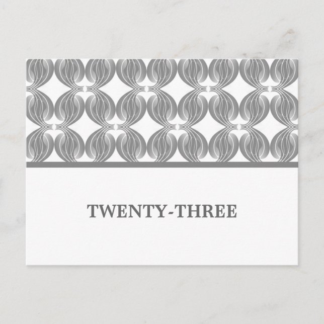 Gray Modern Deco Table Number Postcard (Front)
