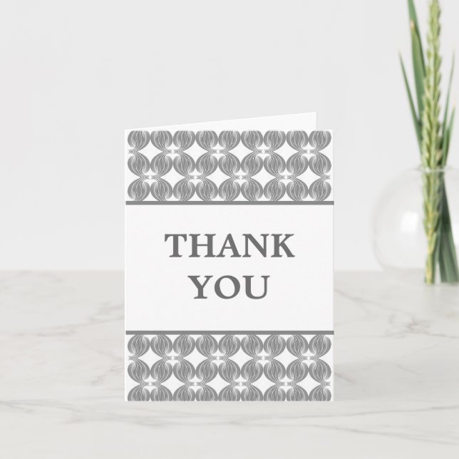 Gray Modern Deco Thank You Card (Front)