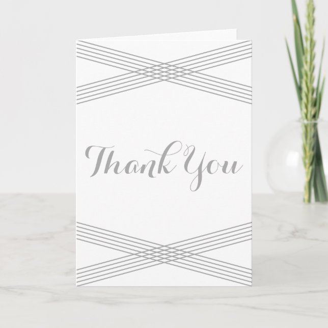 Gray Modern Deco Thank You Card (Front)