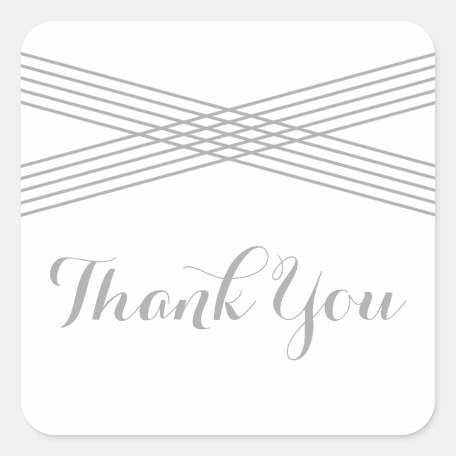 Gray Modern Deco Thank You Stickers (Front)